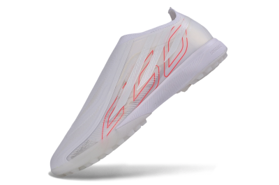 Adidas F50 Hyperfast Elite Laceless TF Artificial Turf Soccer Shoes - White/Cloud White/Solar Red