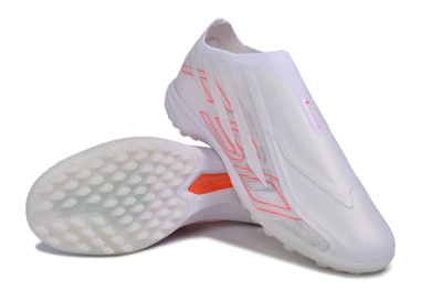 Adidas F50 Hyperfast Elite Laceless TF Artificial Turf Soccer Shoes - White/Cloud White/Solar Red
