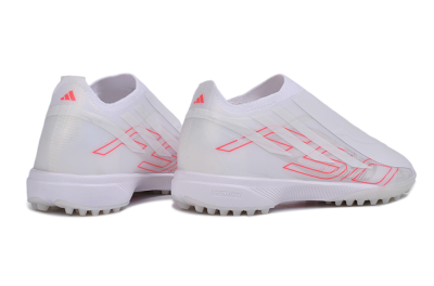 Adidas F50 Hyperfast Elite Laceless TF Artificial Turf Soccer Shoes - White/Cloud White/Solar Red