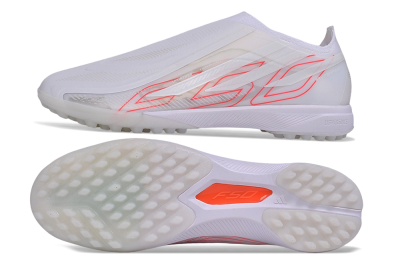 Adidas F50 Hyperfast Elite Laceless TF Artificial Turf Soccer Shoes - White/Cloud White/Solar Red