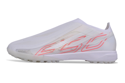 Adidas F50 Hyperfast Elite Laceless TF Artificial Turf Soccer Shoes - White/Cloud White/Solar Red