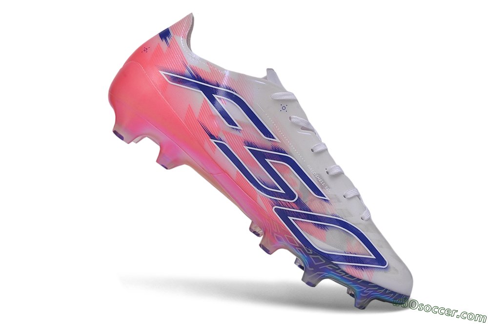 Adidas F50 Hyperfast Evo FG Firm Ground Soccer Cleats - White/Lucid Blue/Solar Pink 4