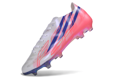 Adidas F50 Hyperfast Evo FG Firm Ground Soccer Cleats - White/Lucid Blue/Solar Pink