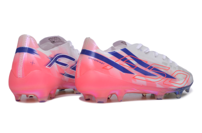 Adidas F50 Hyperfast Evo FG Firm Ground Soccer Cleats - White/Lucid Blue/Solar Pink