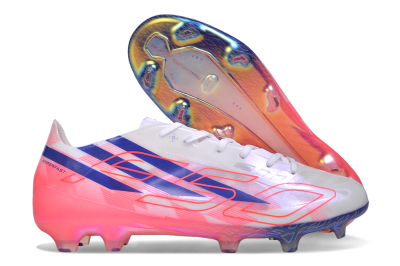 Adidas F50 Hyperfast Evo FG Firm Ground Soccer Cleats - White/Lucid Blue/Solar Pink