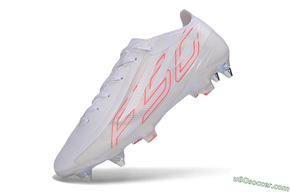Adidas F50 Hyperfast Elite SG Soft Ground Soccer Cleats - White/White/Solar Red 5