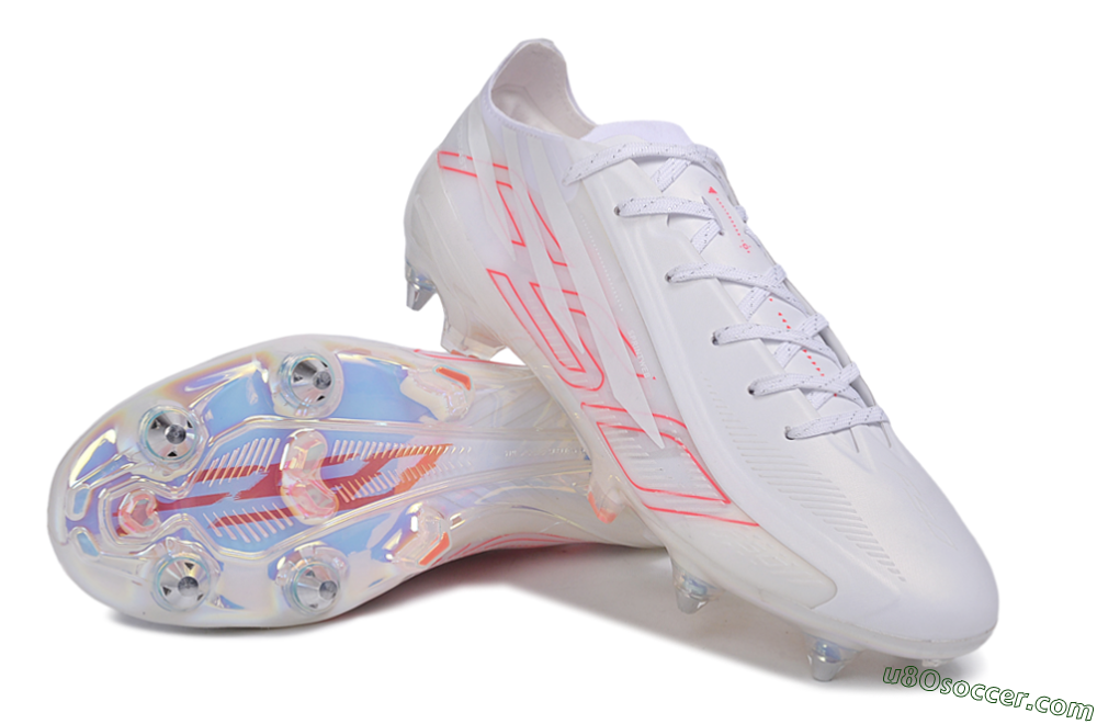 Adidas F50 Hyperfast Elite SG Soft Ground Soccer Cleats - White/White/Solar Red 3
