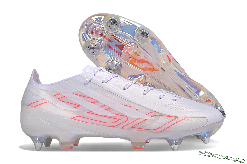 Adidas F50 Hyperfast Elite SG Soft Ground Soccer Cleats - White/White/Solar Red 1