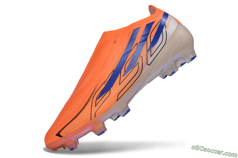Adidas F50 Hyperfast Elite Laceless FG Firm Ground Soccer Cleats - Orange/Solar Orange/Lucid Blue 5