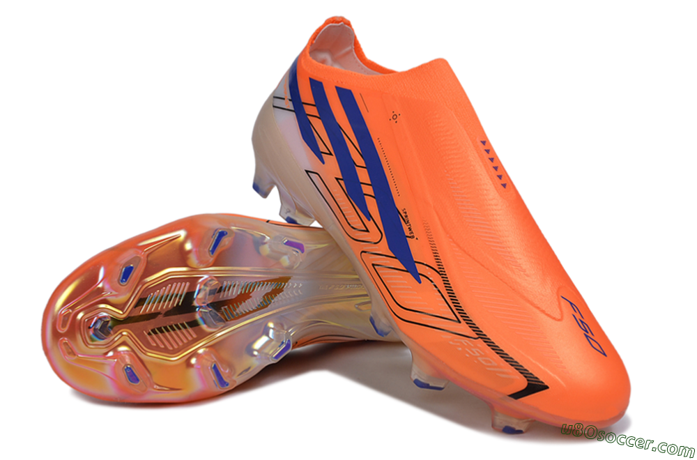 Adidas F50 Hyperfast Elite Laceless FG Firm Ground Soccer Cleats - Orange/Solar Orange/Lucid Blue 3