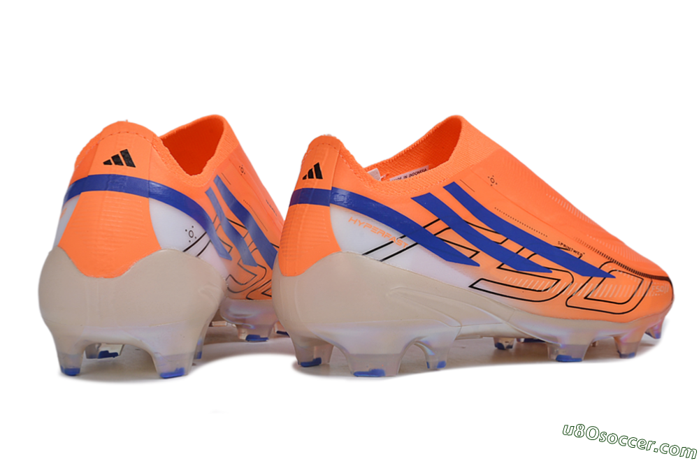 Adidas F50 Hyperfast Elite Laceless FG Firm Ground Soccer Cleats - Orange/Solar Orange/Lucid Blue 6