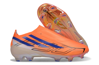 Adidas F50 Hyperfast Elite Laceless FG Firm Ground Soccer Cleats - Orange/Solar Orange/Lucid Blue