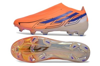 Adidas F50 Hyperfast Elite Laceless FG Firm Ground Soccer Cleats - Orange/Solar Orange/Lucid Blue
