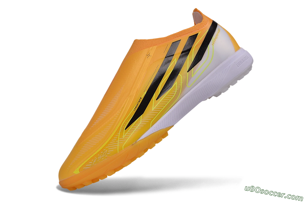 Adidas F50 Hyperfast Elite Laceless TF Artificial Turf Soccer Shoes - Orange/Solar Gold/Black 5