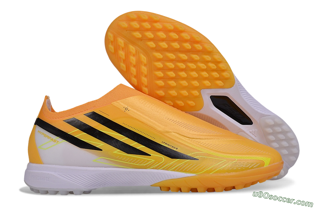 Adidas F50 Hyperfast Elite Laceless TF Artificial Turf Soccer Shoes - Orange/Solar Gold/Black 1