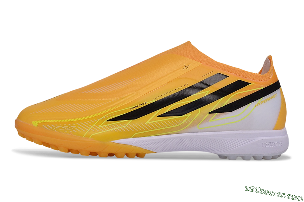 Adidas F50 Hyperfast Elite Laceless TF Artificial Turf Soccer Shoes - Orange/Solar Gold/Black 2