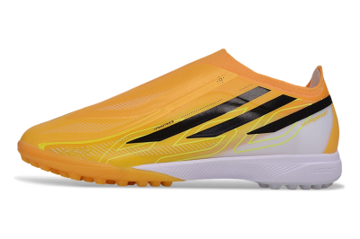 Adidas F50 Hyperfast Elite Laceless TF Artificial Turf Soccer Shoes - Orange/Solar Gold/Black