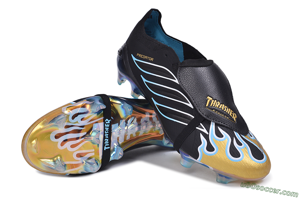 Adidas Predator 26 Elite Fold-Over Tongue FG Firm Ground Soccer Cleats - Black/Core Black/Metallic Gold 3