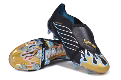Adidas Predator 26 Elite Fold-Over Tongue FG Firm Ground Soccer Cleats - Black/Core Black/Metallic Gold