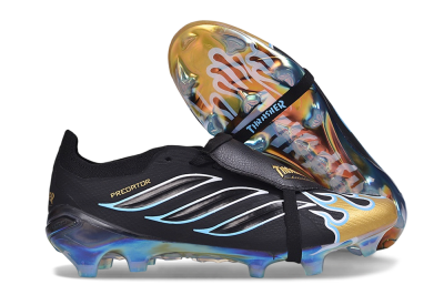 Adidas Predator 26 Elite Fold-Over Tongue FG Firm Ground Soccer Cleats - Black/Core Black/Metallic Gold