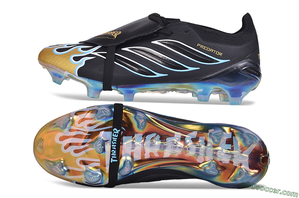 Adidas Predator 26 Elite Fold-Over Tongue FG Firm Ground Soccer Cleats - Black/Core Black/Metallic Gold 0