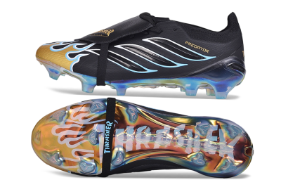 Adidas Predator 26 Elite Fold-Over Tongue FG Firm Ground Soccer Cleats - Black/Core Black/Metallic Gold
