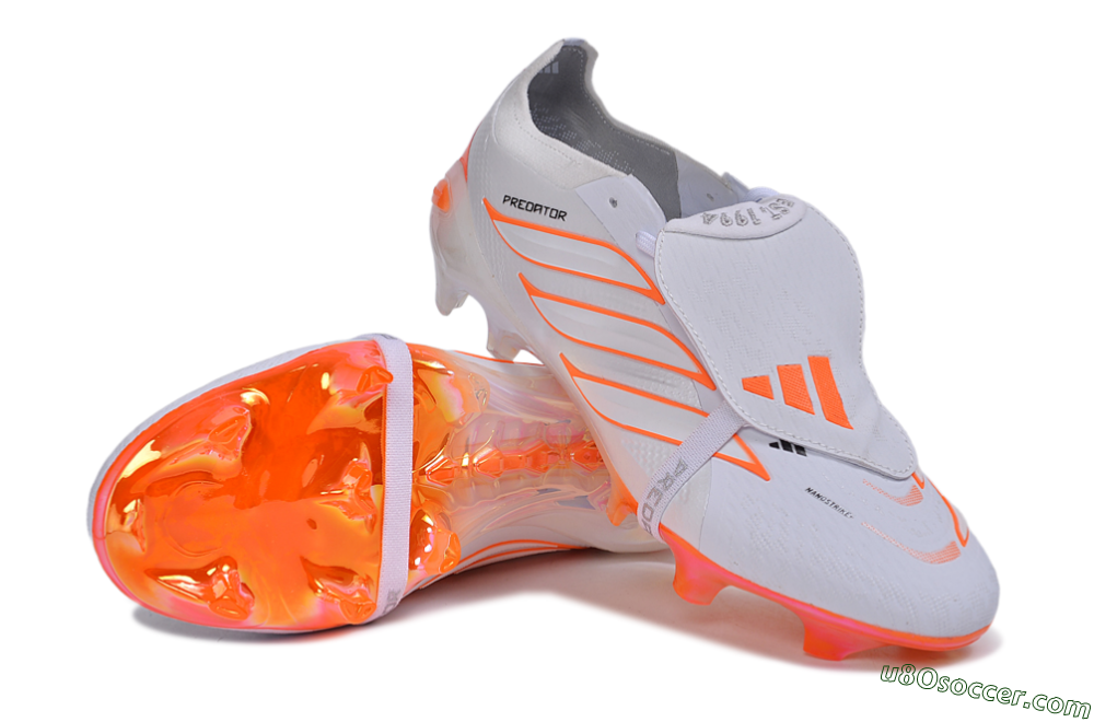 Adidas Predator 26 Elite Fold-Over Tongue FG Firm Ground Soccer Cleats - White/Cloud White/Solar Red 3