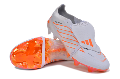 Adidas Predator 26 Elite Fold-Over Tongue FG Firm Ground Soccer Cleats - White/Cloud White/Solar Red