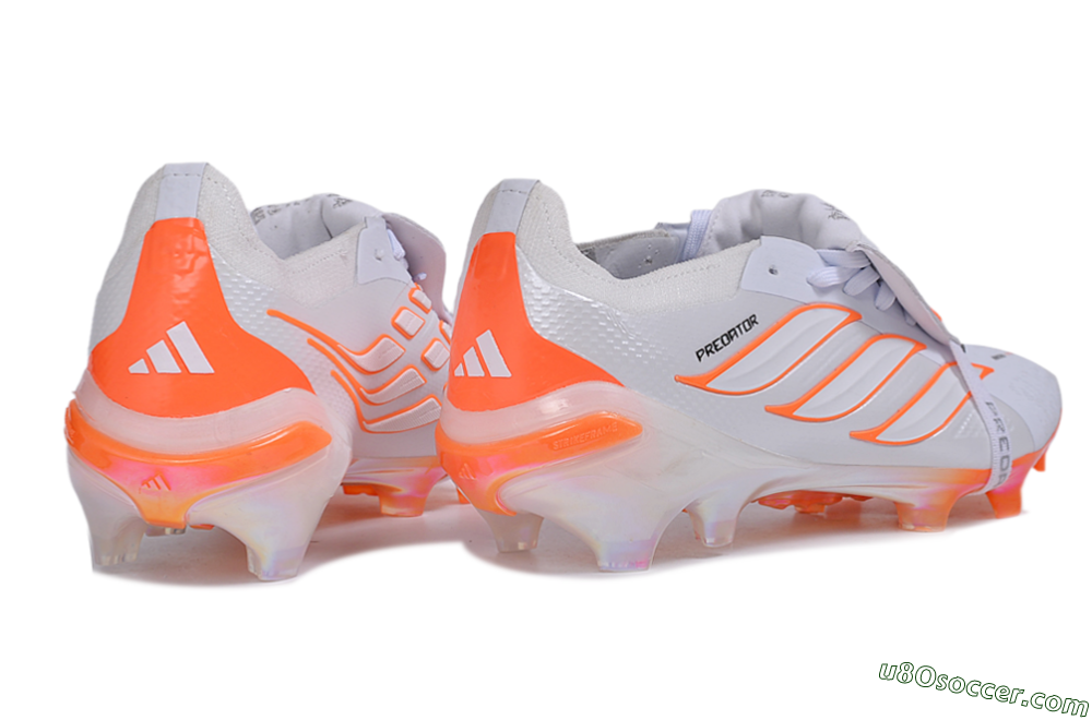Adidas Predator 26 Elite Fold-Over Tongue FG Firm Ground Soccer Cleats - White/Cloud White/Solar Red 6