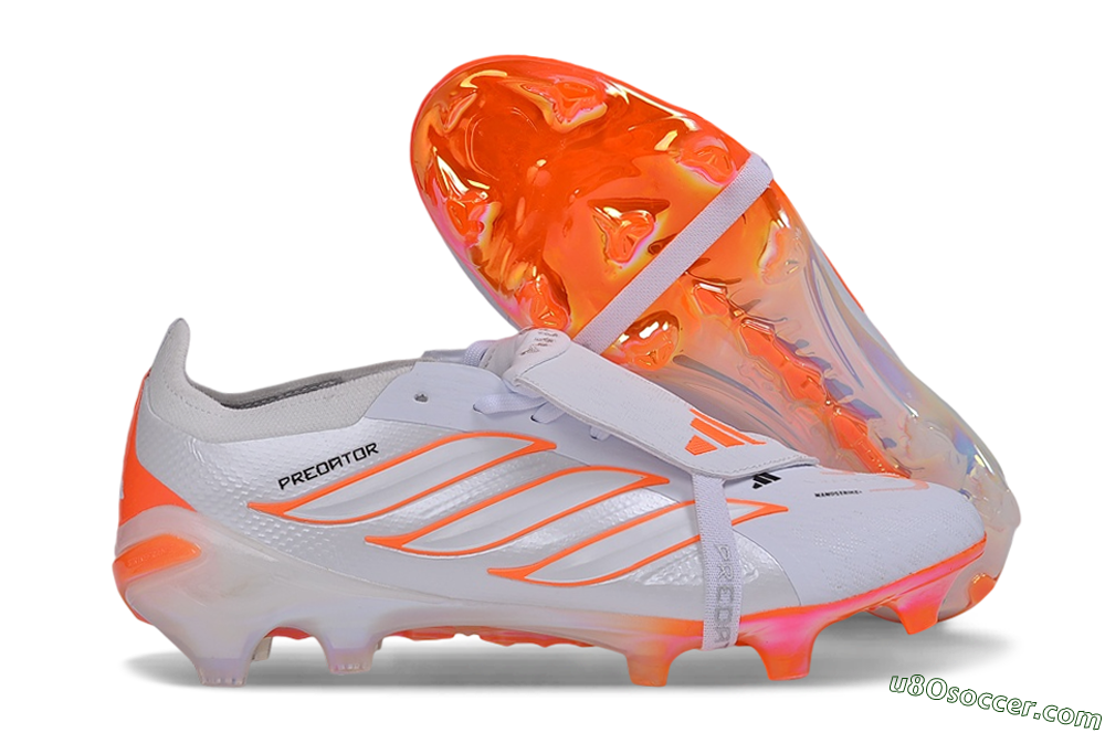 Adidas Predator 26 Elite Fold-Over Tongue FG Firm Ground Soccer Cleats - White/Cloud White/Solar Red 1