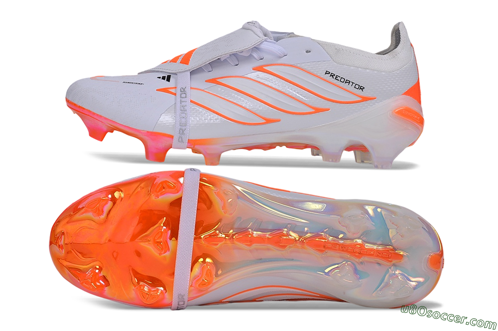 Adidas Predator 26 Elite Fold-Over Tongue FG Firm Ground Soccer Cleats - White/Cloud White/Solar Red 0