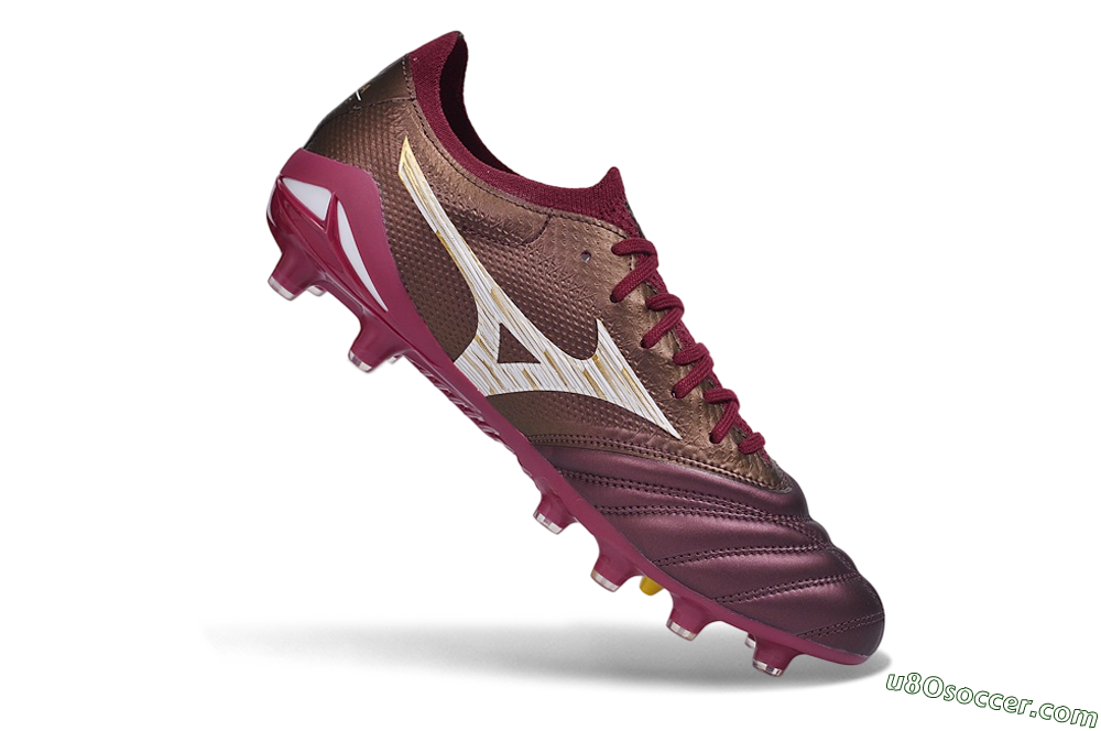 Mizuno Morelia Neo 4 FG Firm Ground Soccer Cleats - Burgundy/Oxblood Red/Metallic Gold 4
