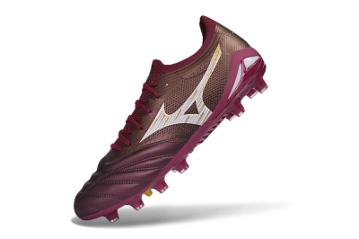 Mizuno Morelia Neo 4 FG Firm Ground Soccer Cleats - Burgundy/Oxblood Red/Metallic Gold