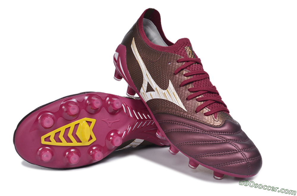 Mizuno Morelia Neo 4 FG Firm Ground Soccer Cleats - Burgundy/Oxblood Red/Metallic Gold 3