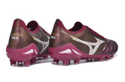 Mizuno Morelia Neo 4 FG Firm Ground Soccer Cleats - Burgundy/Oxblood Red/Metallic Gold