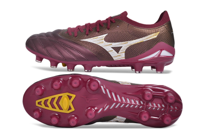 Mizuno Morelia Neo 4 FG Firm Ground Soccer Cleats - Burgundy/Oxblood Red/Metallic Gold