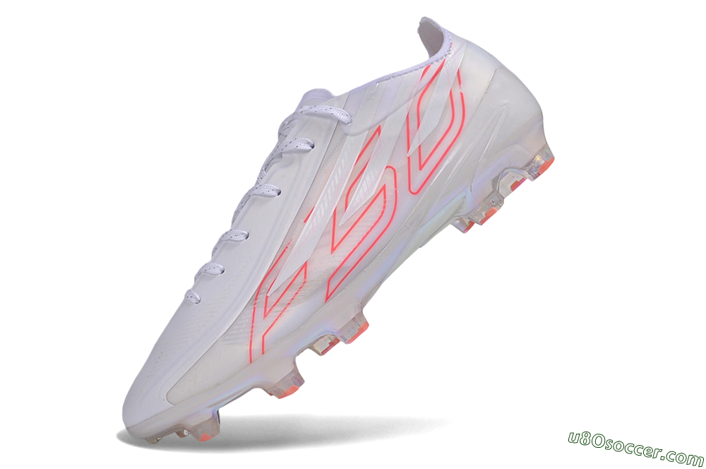 Adidas F50 Hyperfast Evo FG Firm Ground Soccer Cleats - White/White/Solar Red 5