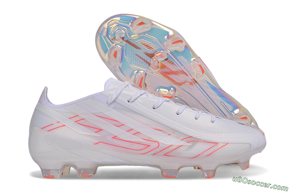 Adidas F50 Hyperfast Evo FG Firm Ground Soccer Cleats - White/White/Solar Red 1