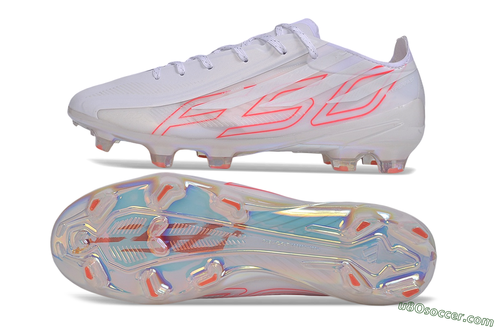 Adidas F50 Hyperfast Evo FG Firm Ground Soccer Cleats - White/White/Solar Red 0