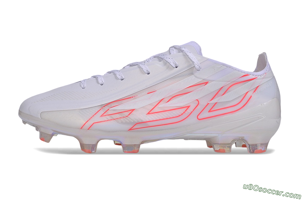 Adidas F50 Hyperfast Evo FG Firm Ground Soccer Cleats - White/White/Solar Red 2