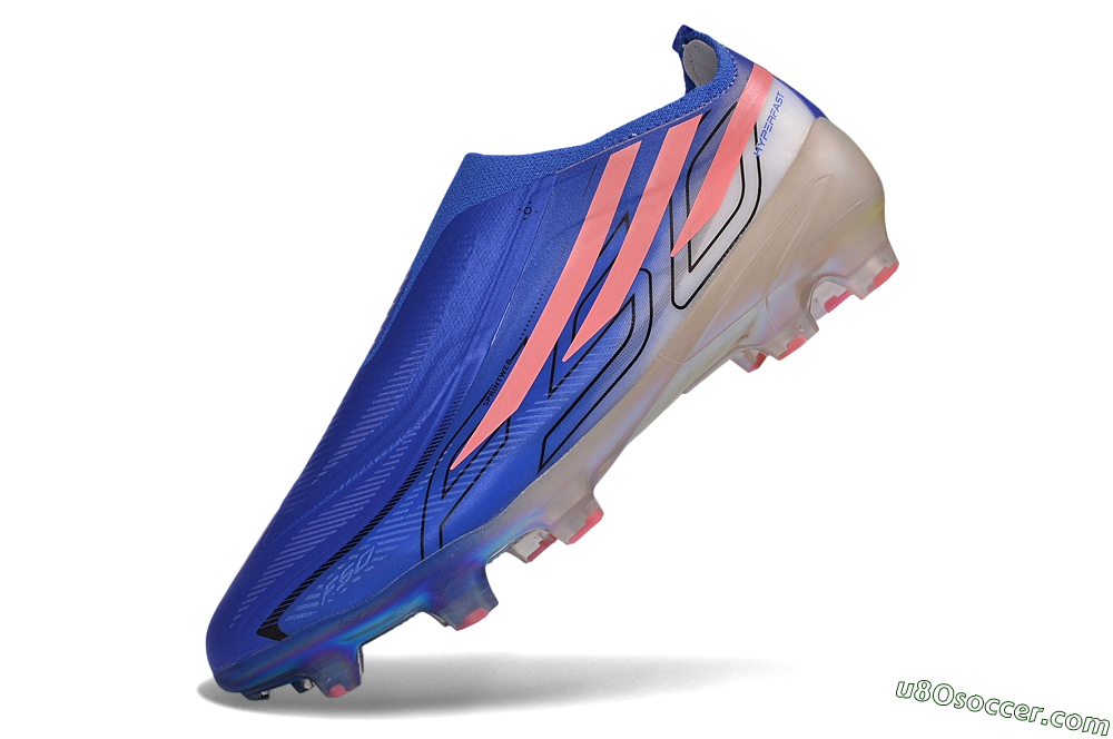 Adidas F50 Hyperfast Elite Laceless FG Firm Ground Soccer Cleats - Blue/Lucid Blue/Stellar Coral 5
