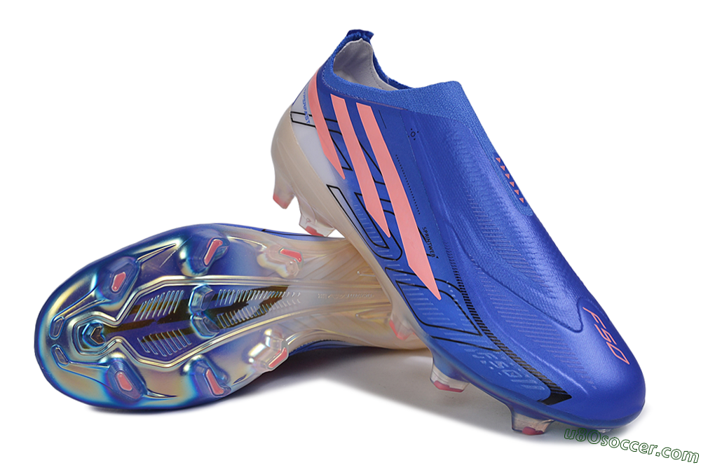 Adidas F50 Hyperfast Elite Laceless FG Firm Ground Soccer Cleats - Blue/Lucid Blue/Stellar Coral 3