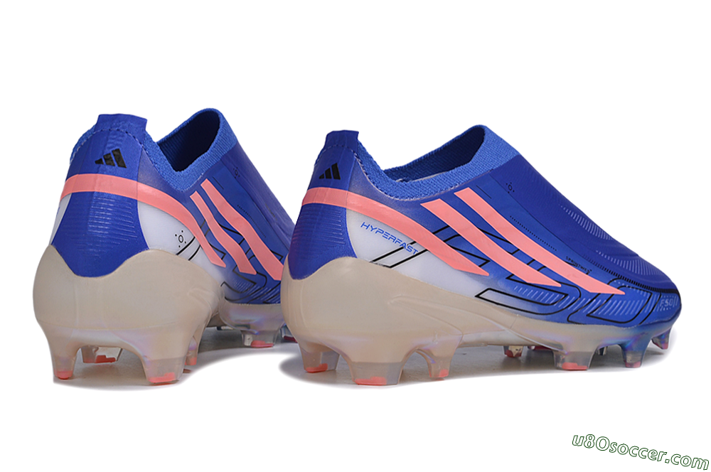 Adidas F50 Hyperfast Elite Laceless FG Firm Ground Soccer Cleats - Blue/Lucid Blue/Stellar Coral 6