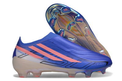Adidas F50 Hyperfast Elite Laceless FG Firm Ground Soccer Cleats - Blue/Lucid Blue/Stellar Coral