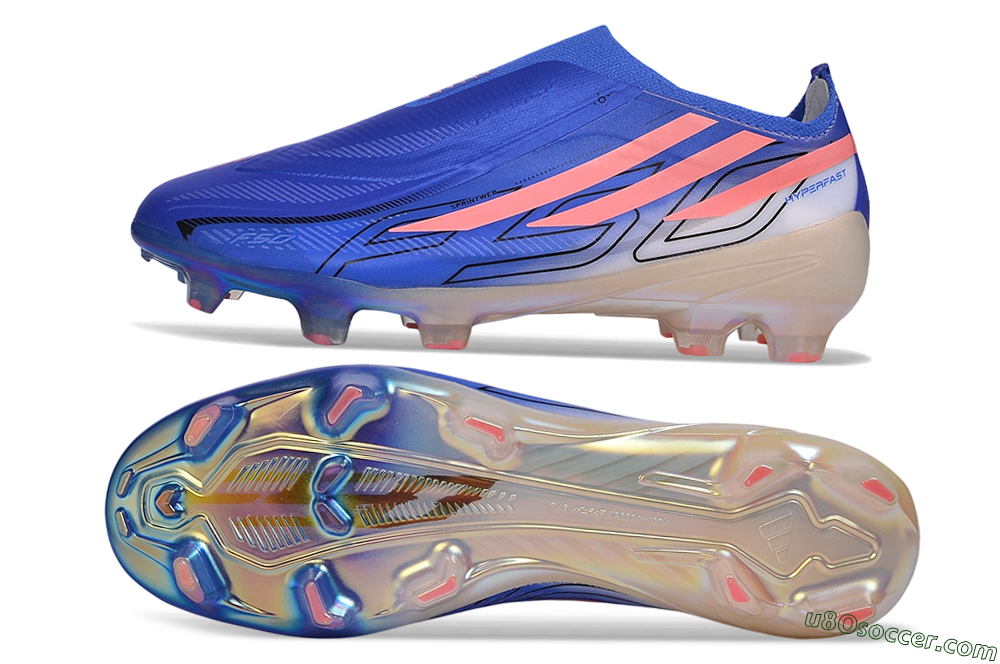 Adidas F50 Hyperfast Elite Laceless FG Firm Ground Soccer Cleats - Blue/Lucid Blue/Stellar Coral 0