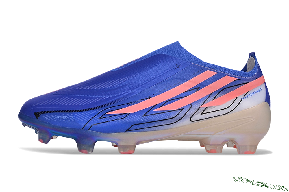 Adidas F50 Hyperfast Elite Laceless FG Firm Ground Soccer Cleats - Blue/Lucid Blue/Stellar Coral 2