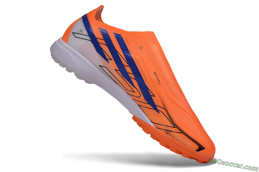 Adidas F50 Hyperfast Elite Laceless TF Artificial Turf Soccer Shoes - Orange/Solar Orange/Lucid Blue 4