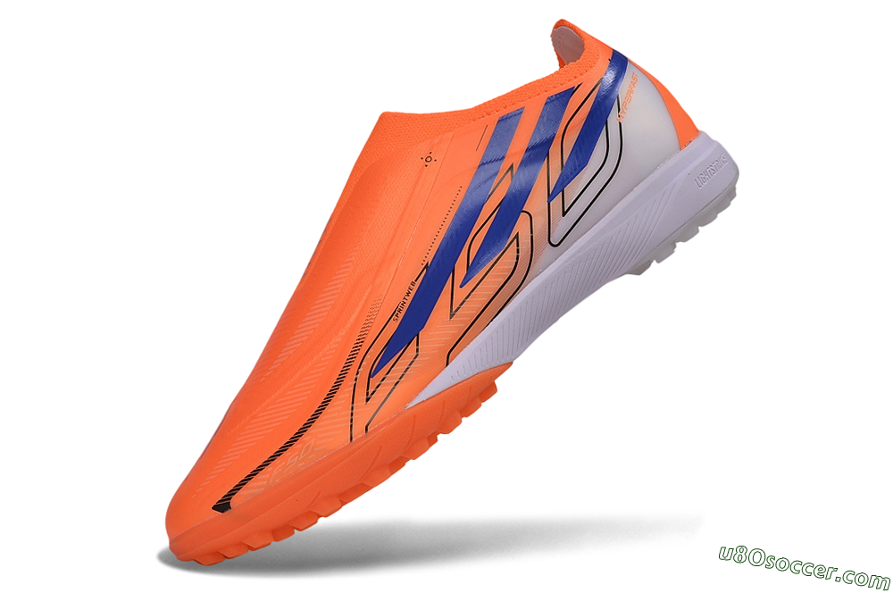 Adidas F50 Hyperfast Elite Laceless TF Artificial Turf Soccer Shoes - Orange/Solar Orange/Lucid Blue 5