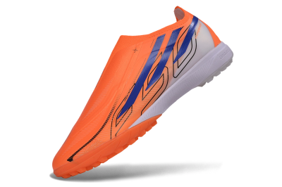 Adidas F50 Hyperfast Elite Laceless TF Artificial Turf Soccer Shoes - Orange/Solar Orange/Lucid Blue