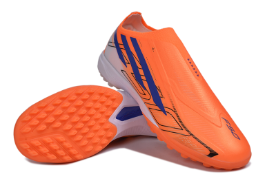 Adidas F50 Hyperfast Elite Laceless TF Artificial Turf Soccer Shoes - Orange/Solar Orange/Lucid Blue